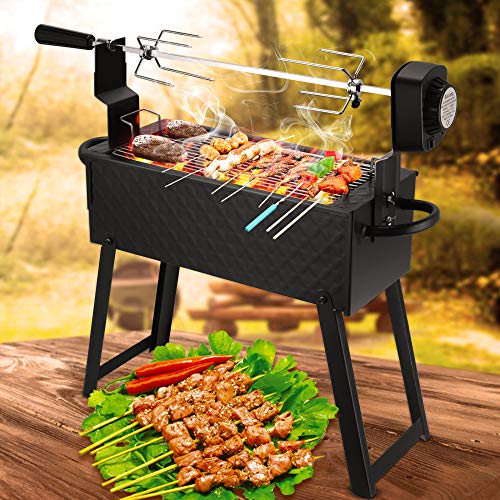 Portable Grill RotisserieH HUKOER Household Electric BBQ Roaster Outdoor USB Plugin Motor Rotisserie Grill for Grilled Fish Chicken Rabbit