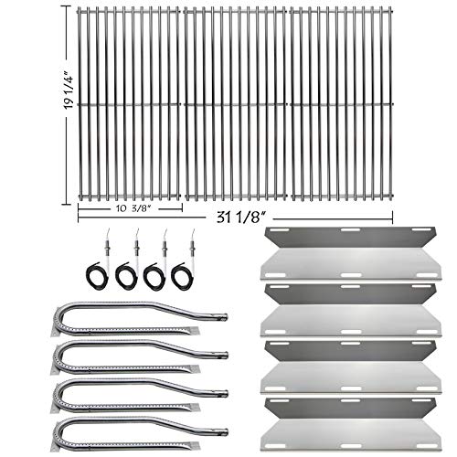 Hisencn Repair kit Replacement for Jenn Air 7200337 7200337 720 0337 Gas Grill Model 4pack Stainless Steel Burners Pipe Tube Heat Plates Sheild Tent Set of 3 Grill Cooking Grid Grates