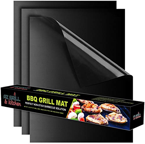Grill mat Set of 3  Non Stick BBQ Grill Sheets Reusable  Grill Pads Nonstick  Baking Grilling Mats Compatible with Charcoal Gas Weber Charbroil Traeger Grills  Outdoor Barbecue Accessories Black
