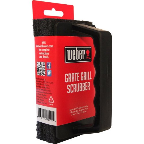 Weber Grill Brush Scrubber  Heavy Duty Grate Cleaner  With 3 Replaceable Pads