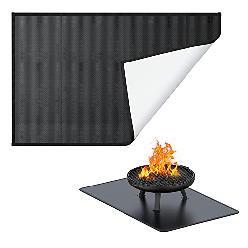 MAGORUI Fire Pit Mat (48 X 30in) Fireproof Mat for Grill Stove BBQ Heat Resistant Fireproof Ember Mat FireResistant Grill Mat for Patio Lawn Suitable for Indoor and Outdoor Activities Black