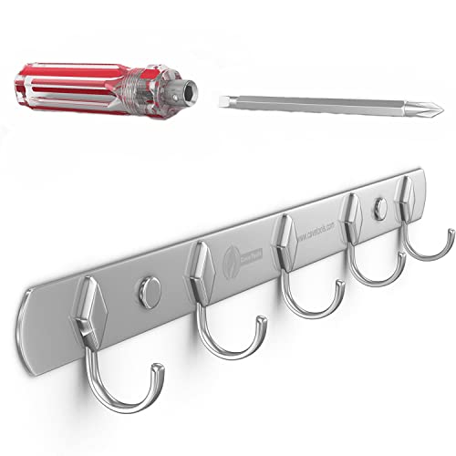 Cave Tools MultiUse Hook Rack for BBQ Utensils and Grill Accessories  5 Wall Hooks Rail  Screwdriver