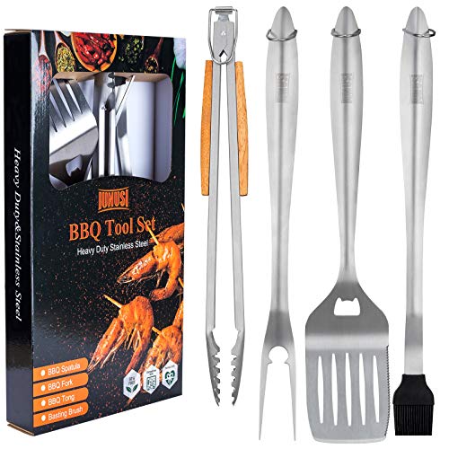 IUNUSI Basic Grill Tools SetBBQ Tools Grilling Tools Set Stainless Steel Grill Utensils Set Heavy Duty18 Inch