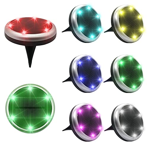 Ltybri Solar Ground Lights Color Change Outdoor Solar In Ground Lights Outdoor 7 Color Disk Lights Outdoor Solar Garden Landscape Lights for Yard Patio Pathway Walkway (8 Packs)