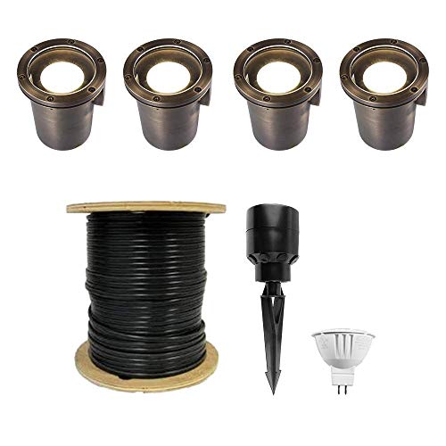 VOLT Cold Forged Brass 12V LED inGrade Well Light 4Pack Kit (Bronze)