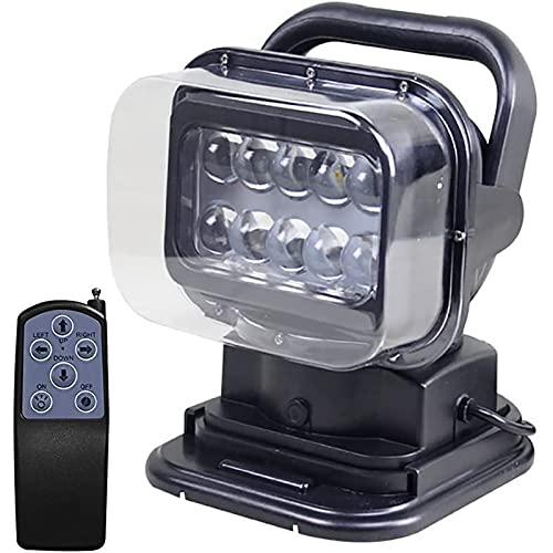 EIOUHENG 50W LED Spotlight LED Search Light 360 Degree LED Rotating Remote Control Work Light with Magnetic Base for SUV Boat Home Security Protection Emergency Lighting Farm Field Garden