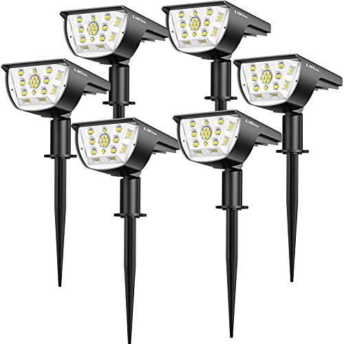 Solar Landscape Spotlights Outdoor 6 Pack3 Modes LiBlins 2in1 Solar Landscaping Spotlights IP67 Waterproof Solar Powered Wall Lights for Yard Garden Patio Driveway Pool (Cold White33 LED)