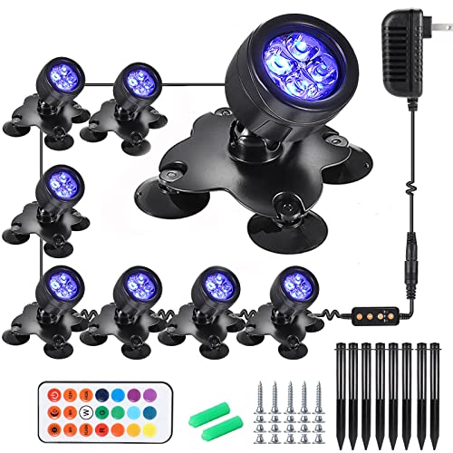 UROPHYLLA Outdoor Spotlight Upgraded 3 in 1 DIY Use  IP68 Waterproof LED Lights 360° Adjustable MultiColor Lighting for YardFloorPoolFountain Best Ideal to Decorate Holiday Party 65FT(8pcs)