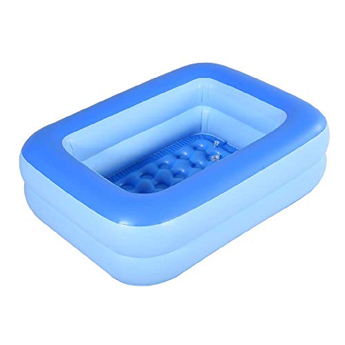 HIWENA Inflatable Kiddie Pool 45 x 35 X 14 Blue Kids Swimming Pool Summer Water Fun Bathtub with Inflatable Soft Floor