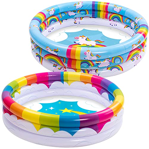 Inflatable Kiddie Pool Rainbow Unicorn Baby Swimming Pool 3 Ring Summer Fun Swimming Pool for Kids Water Pool for Summer Fun 47 inches for Ages 3