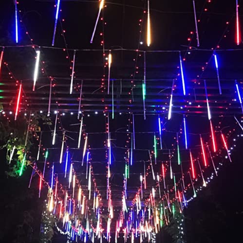 192 LED Solar Lights Meteor Shower Rain Tree String Light Garden Party Outdoor for Wedding Party Christmas Xmas Decoration Tree Party Garden Xmas String Light Outdoor (Rainbow)