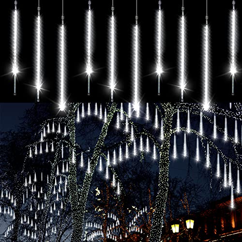 Aluan Christmas Lights Meteor Shower Lights 20 Tube 960 LED 20inch Outdoor Falling Rain Lights Waterproof Plug in Meteor Lights for Holiday Party Christmas Decoration Cool White