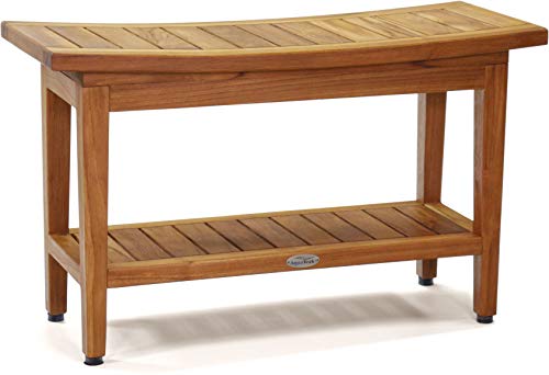 AquaTeak Patented 30 Maluku Teak Shower Bench with Shelf