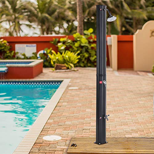 JAXPETY 72 FT Solar Heated Shower wShower Head and Foot Shower 93 Gallon DualPurpose Outdoor Poolside Beach Pool Spa Backyard Farmyard Shower Black