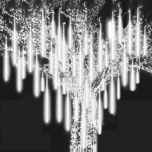 Roytong High Brightness 10tube 360LED Meteor Shower Rain Lights Cascading Falling Rain Outdoor Light for Christmas Tree Decoration Snow Icicle Falling(Cool 1180)