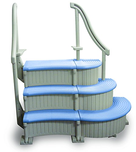 Confer Curve Complete System Inground Swimming Pool Steps with Blue Treads