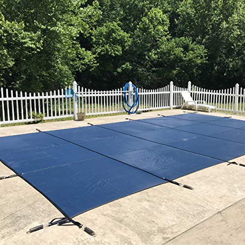 WaterWarden Inground Pool Safety Cover Fits 16 x 40 Blue Mesh  Easy Installation Triple Stitched for Max Strength Includes All Needed Hardware SCMB1640