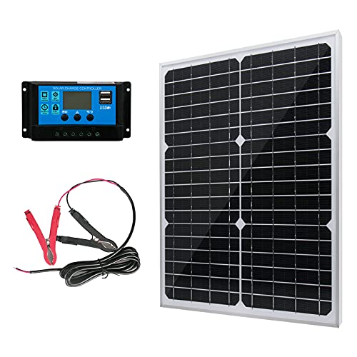 20W 12V Solar Panel Battery Charger Kit 20 Watt 12 Volt Monocrystalline PV Module for Car RV Marine Boat Caravan Off Grid System with 10A Charge Controller  Extension Cable