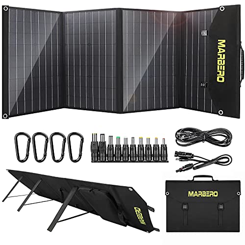 MARBERO 100W Solar Panel Portable Foldable Solar Panel Kit Battery Charger with 18V DC Output 3 USB Ports QC30 PD 60W Waterproof for Portable Power Station Generator Boat RV Camping