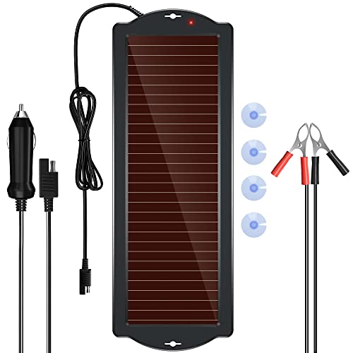 OYMSAE Solar Battery Charger 12V Solar Powered Battery maintainer  ChargerSuitable for Automotive Motorcycle Boat Marine RV Trailer Powersports Snowmobile etc(18W Amorphous)