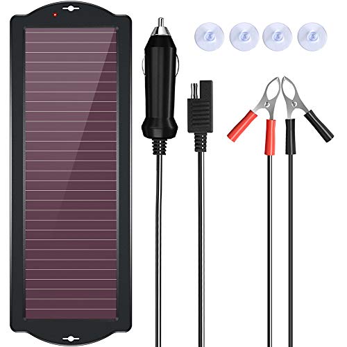 POWOXI 18W 12V Solar Car Battery Charger Maintainer Portable Solar Panel Trickle Charging Kit for Automotive Motorcycle Boat ATVMarine RV Trailer Powersports Snowmobile etc