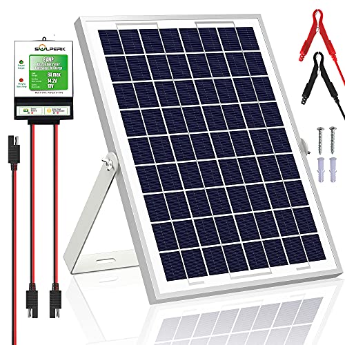 SOLPERK 10W Solar Panel，12V Solar Panel Charger Kit8A Controller，Suitable for Automotive Motorcycle Boat ATV Marine RV Trailer Powersports Snowmobile etc Various 12V Batteries (10W Solar)