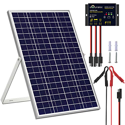 SOLPERK 30W 24V Solar Panel Kit Solar Battery Trickle Charger Maintainer10A Controller  Adjustable Mount Bracket for Automotive Motorcycle Boat Marine RV