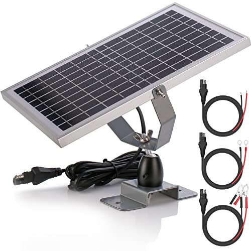 SUNER POWER 12V Waterproof Solar Battery Trickle Charger  Maintainer  10 Watts Solar Panel Builtin Intelligent MPPT Solar Charge Controller  Adjustable Mount Bracket  SAE Connection Cable Kits