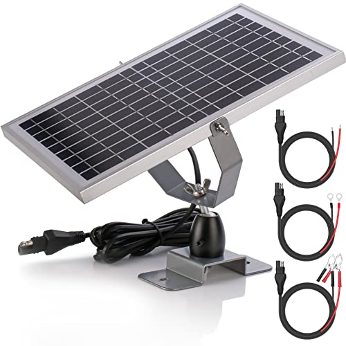 SUNER POWER 12V Waterproof Solar Battery Trickle Charger  Maintainer  10 Watts Solar Panel Builtin Intelligent MPPT Solar Charge Controller  Adjustable Mount Bracket  SAE Connection Cable Kits