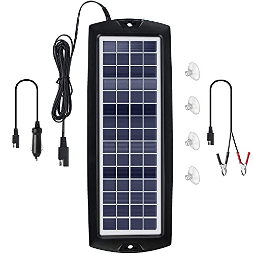 Sunway Solar Car Battery Trickle Charger  Maintainer 12V Solar Panel Power Kit Portable Backup for Car Automotive RV Marine Boat Motorcycle Truck Trailer Tractor Powersports Snowmobile Farm Equipment