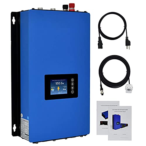 ECOWORTHY 1000W Solar Grid Tie Inverter MPPT Pure Sine Wave DC 22 to 65V Solar Input AC 110V PV System