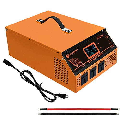 ECOWORTHY Allinone Solar Hybrid Charger Inverter Built in 3000W 24V Pure Sine Wave Power Inverter and 80A Solar Controller for OffGrid System