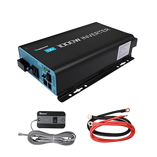Renogy 1000W Pure Sine Wave Inverter with ECO Mode 12V DC to AC 120V 110V Converter for OffGrid Solar System Home RV Solar Power Inverter with Remote Switch Surge 2000W