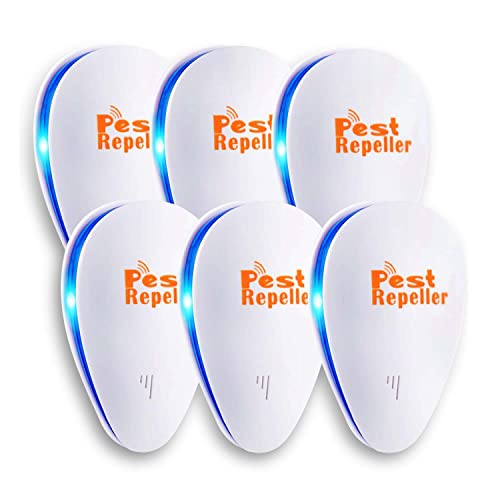 6 Packs Ultrasonic Pest Repeller Plug in Pest Control Indoor Repellent Electronic Pest Repeller for MouseRoachesRatsBug Insects