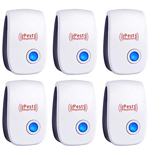 Ultrasonic Pest Repeller 6 Packs Electronic Plug in Sonic Repellent pest Control for Bugs Insects Roaches Mice Spiders Rodents Mosquitoes