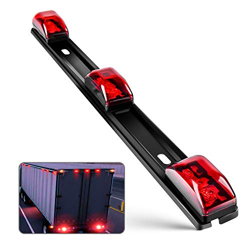 Nilight TL11 1PC Red 9 LED ID Bar Marker Tail Black Stainless Steel Bracket for Truck Trailer Boat Identification Light 2 Years Warranty