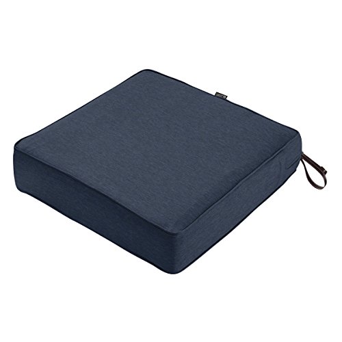 Classic Accessories Montlake WaterResistant 25 x 25 x 5 Inch Square Outdoor Seat Cushion Patio Furniture Chair Cushion Heather Indigo Blue