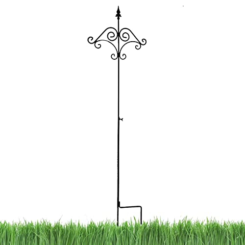 Ashman 91 Inch Adjustable Shepherds Hook With Floral Design 58 Inches Thick Super Strong Rust Resistant Steel Hook for Hanging Plant Baskets Bird Feeders Lanterns Wind Chimes and use at Weddings