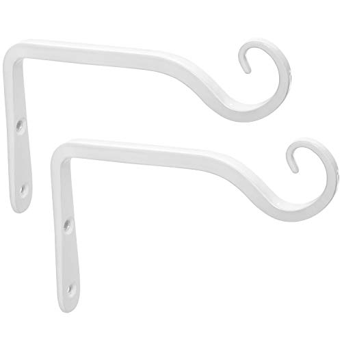 Mkono Wall Hook Hanging Plant Bracket Decorative Straight Plant Hanger for Bird Feeders Planters Lanterns Wind Chimes Indoor Outdoor 2 Pack 6 inchWhite