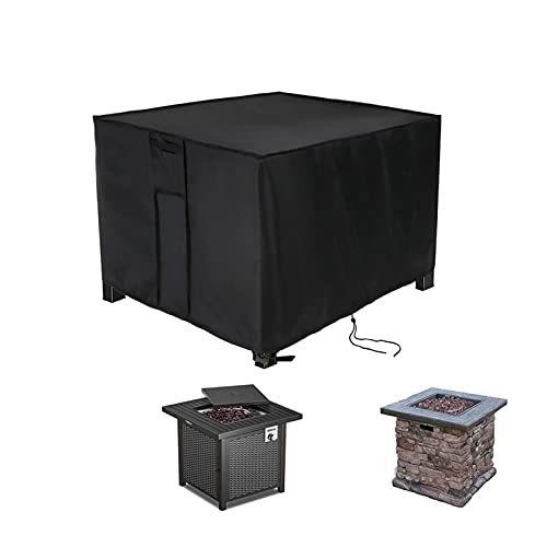 POMER Fire Pit Cover 28inch Square Gas Firepit Covers for Propane Fire Pit Table Waterproof Outdoor Fireplace Cover  28x28x25inch