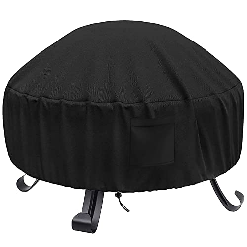 WLEAFJ Fire Pit Cover Round for Fire Pit 22 Inch  34 Inch 420D Heavy Duty Oxford Fabric Firepit Cover Round Full Coverage Patio Outdoor Fireplace Cover Waterproof Fire Bowl Cover