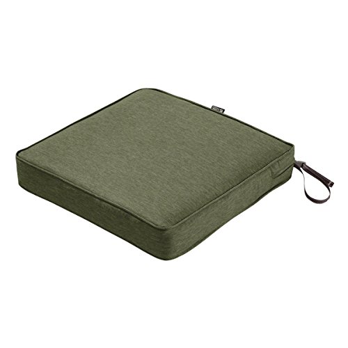 Classic Accessories Montlake WaterResistant 17 x 17 x 3 Inch Square Outdoor Seat Cushion Patio Furniture Chair Cushion Heather Fern Green