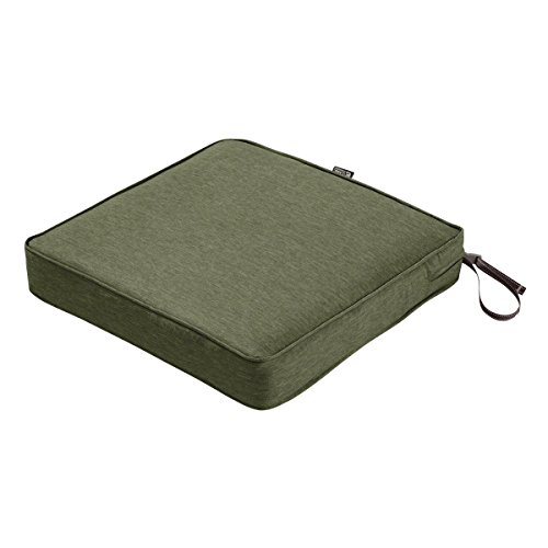 Classic Accessories Montlake WaterResistant 19 x 19 x 3 Inch Square Outdoor Seat Cushion Patio Furniture Chair Cushion Heather Fern Green