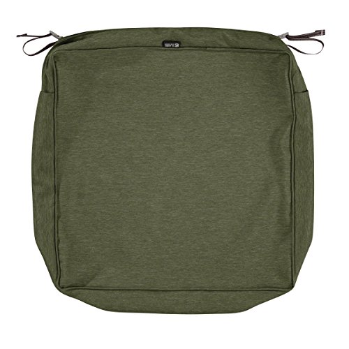 Classic Accessories Montlake WaterResistant 25 x 25 x 5 Inch Square Outdoor Seat Cushion Slip Cover Patio Furniture Chair Cushion Cover Heather Fern Green