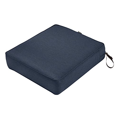 Classic Accessories Montlake WaterResistant 25 x 27 x 5 Inch Rectangle Outdoor Seat Cushion Patio Furniture Chair Cushion Heather Indigo Blue