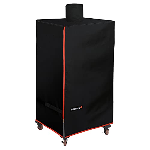 SUNVALUE Heavy Duty Waterproof Vertical Smoker Cover 600D BBQ Grill Cover UVFadeWindMoistureTear Resistant for Pit Boss 3Series Vertical Wood Pellet Smoker 001