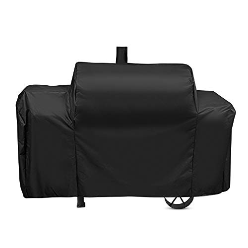 Unicook Heavy Duty Waterproof Grill Cover Compatible with Oklahoma Joes Longhorn Combo Smoker Outdoor CharcoalSmokerGas Combo Grill Cover Offset Smoker Cover Fade and UV Resistant Black