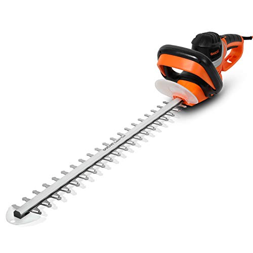 GARCARE Corded Electric Hedge Trimmer  Electric Tree Trimmers  Branch Cutter  Hedge Shears (48A 610mm Laser Cut Blade 18mm Cutting Capacity Rotary Handle Blade Cover Included)