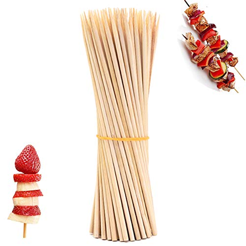 BeilliGeRy Bamboo Skewers 50 Pack 6 inches Natural Bamboo Sticks Shish Kabob Skewers for Grill Appetizer Chocolate Fountain Corn Marshmallow Roasting Sausage Fruit Party Gathering Places