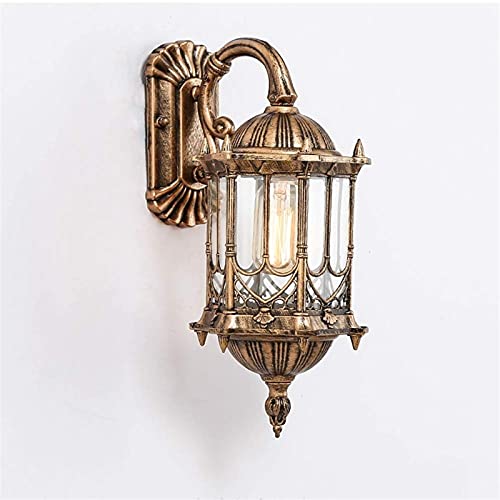 Indoor Hanging Pendant Lighting Traditional Classical Upside Down Lighting Fixture European Outdoor Waterproof Wall Sconce Lamp Antique Balcony Aisle Patio Glass Wall Light Lantern Garden Outside Wall